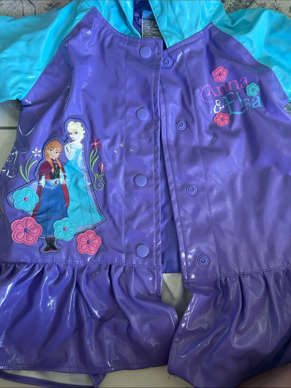 Disney Purple and Light Blue Anna & Elsa Ruffle Rain Jacket